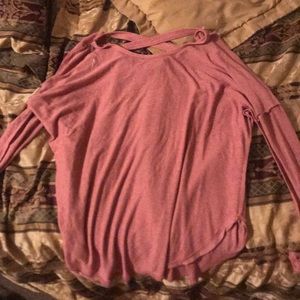 Pink long sleeve cross back